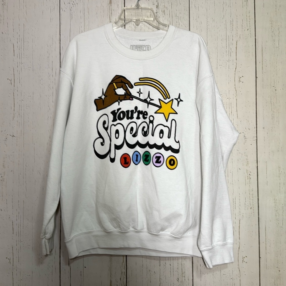 LIZZO You’re Special Crewneck Sweeatshirt White Adult Large Pullover Music Color